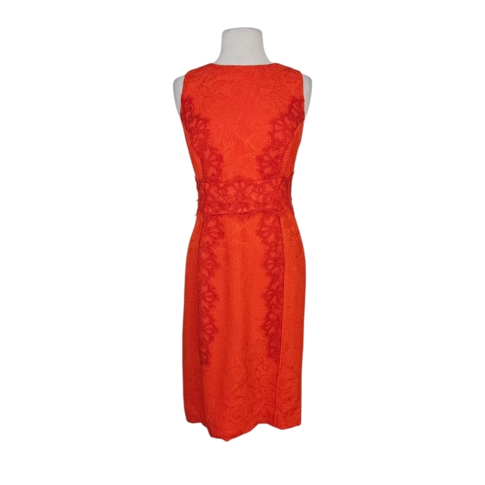 Carolina Herrera Orange-Red Lace Sheath Dress